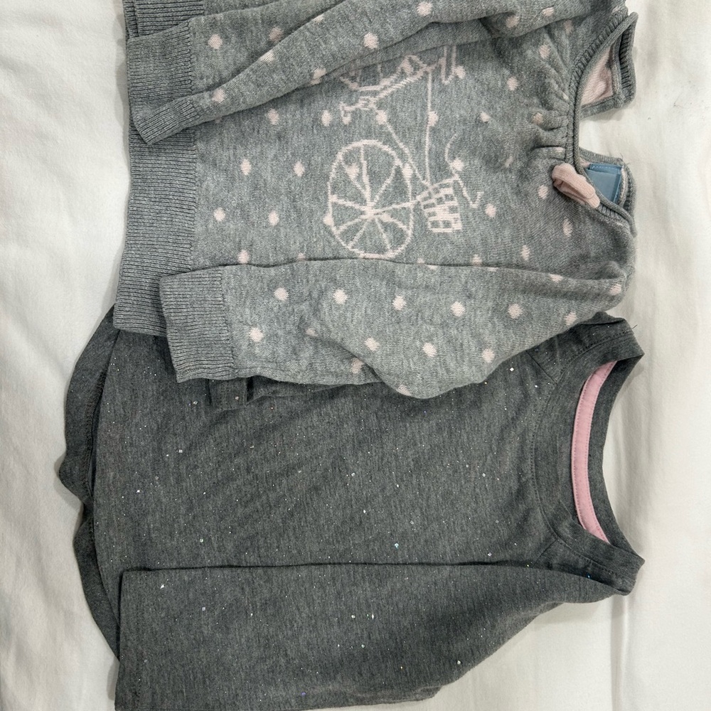 Baby Girl Sweater Bundle 6–12M | Cat & Jack + Baby Gap | Gray Pink | Bicycle Kni